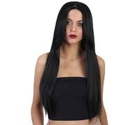 HPO Women's Black Long Straight Wig | Synthetic Fiber Hair Ideal Choice for Halloween Party | Flame Retardant Synthetic Fiber