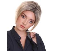 HPO Women's Classic Karen, Minivan Mom Pixie Meme Cut Wig, Halloween Wig - Light Brown & Blonde