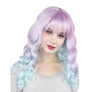 HPO Women's Curly Shoulder Length Trendy Pastel Ombre Wig Flame-Retardant Synthetic Fiber- Perfect for Festivals, Halloween and Cosplay