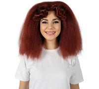 HPO Women's Dramatic Fluffy Drag Queen Wig - Mid-Parted Synthetic Hairpiece for Halloween Cosplay & Party Look - Burgundy