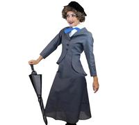 HPO Women's English Nanny Shadow Fancy Grey Color Costume | Ideal for Halloween, Parties & Events Synthetic Fabric - Small