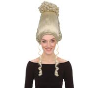 HPO Women's French Colonial Costume Wig - Historical Curly White Hair - Capless Flame-Retardant Synthetic Fiber - Blonde