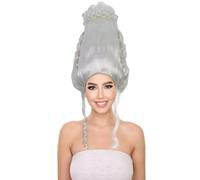 HPO Women's French Colonial Costume Wig - Historical Curly White Hair - Capless Flame-Retardant Synthetic Fiber - White