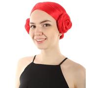 HPO Women's Galaxy Buns Wig - Choices, & Breathable, Flame-Retardant - Red