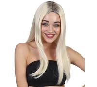 HPO Women's Gothic Evil Bride Wigs | Adult Halloween Ghostly Cosplay Wig | Flame-Retardant Soft | Breathable Design for More Comfort - Black Blonde