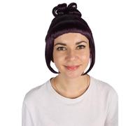 HPO Women's Halloween Animated Lucy Updo Wig - Adult Super Long Updo Hair for Halloween Costume Party - Short Curly Wigs for Women Cosplay Party - Dark Purple