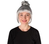 HPO Women's Halloween Animated Lucy Updo Wig - Adult Super Long Updo Hair for Halloween Costume Party - Short Curly Wigs for Women Cosplay Party - Dark Grey