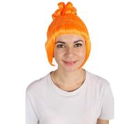 HPO Women's Halloween Animated Lucy Updo Wig - Adult Super Long Updo Hair for Halloween Costume Party - Short Curly Wigs for Women Cosplay Party - Orange