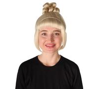HPO Women's Halloween Animated Lucy Updo Wig - Adult Super Long Updo Hair for Halloween Costume Party - Short Curly Wigs for Women Cosplay Party - Blonde
