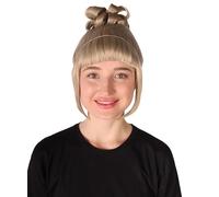 HPO Women's Halloween Animated Lucy Updo Wig - Adult Super Long Updo Hair for Halloween Costume Party - Short Curly Wigs for Women Cosplay Party - Beige