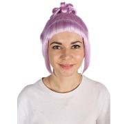 HPO Women's Halloween Animated Lucy Updo Wig - Adult Super Long Updo Hair for Halloween Costume Party - Short Curly Wigs for Women Cosplay Party - Light Purple