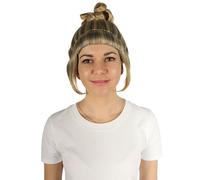 HPO Women's Halloween Animated Lucy Updo Wig - Adult Super Long Updo Hair for Halloween Costume Party - Short Curly Wigs for Women Cosplay Party - Mixed Blonde