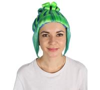 HPO Women's Halloween Animated Lucy Updo Wig - Adult Super Long Updo Hair for Halloween Costume Party - Short Curly Wigs for Women Cosplay Party - Green Ombre