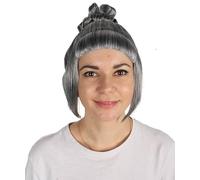 HPO Women's Halloween Animated Lucy Updo Wig - Adult Super Long Updo Hair for Halloween Costume Party - Short Curly Wigs for Women Cosplay Party - Grey