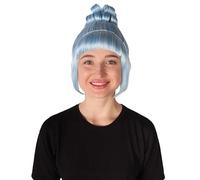 HPO Women's Halloween Animated Lucy Updo Wig - Adult Super Long Updo Hair for Halloween Costume Party - Short Curly Wigs for Women Cosplay Party - Ice Blue Blend