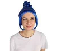 HPO Women's Halloween Animated Lucy Updo Wig - Adult Super Long Updo Hair for Halloween Costume Party - Short Curly Wigs for Women Cosplay Party - Dark Blue