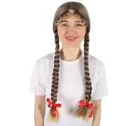 HPO Women's Long Braided Dutch Girls Wig | Adult Halloween Costume Party Wigs for Women | Flame Retardant Hair for Group Cosplay - Mixed Blonde