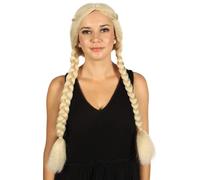 HPO Women's Medieval Renaissance Elegant Princess Blonde Braided Pigtail Wig, Premium Breathable Capless Cap, Flame-retardant Synthetic Fiber