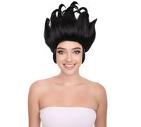 HPO Women's Oceanic Glam Spiked Straight Wig for a Trendy Undersea Look - Synthetic Fiber Wigs for Halloween Party - Black