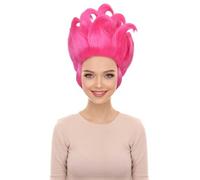 HPO Women's Oceanic Glam Spiked Straight Wig for a Trendy Undersea Look - Synthetic Fiber Wigs for Halloween Party - Pink