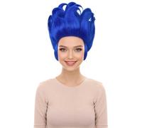 HPO Women's Oceanic Glam Spiked Straight Wig for a Trendy Undersea Look - Synthetic Fiber Wigs for Halloween Party - Blue