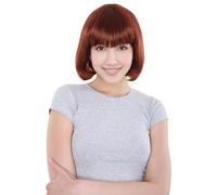 HPO Women's Short Bob Wig for Adult in Brown | Flame-Retardant Hair for Halloween and Christmas