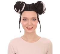 HPO Women's Singer Bun Wigs Collection | Adult Halloween Song Contest Celebrity Wig for Women | Breathable for Themed Party Cosplay - Black & Grey