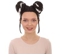 HPO Women's Singer Bun Wigs Collection | Adult Halloween Song Contest Celebrity Wig for Women | Breathable for Themed Party Cosplay - Black & White