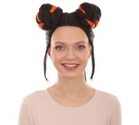 HPO Women's Singer Bun Wigs Collection | Adult Halloween Song Contest Celebrity Wig for Women | Breathable for Themed Party Cosplay - Black & Orange