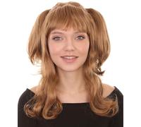 HPO Women's Stylish Banana Angel Neon Orange Wigs, Perfect for Halloween Cosplay, Flame-Retardant Hair for Women - Lt Brown