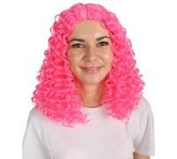 HPO Women's TV Series Curly Halloween Wig | Synthetic Fiber Hair for Halloween & Costume Party | Adult Cosplay Wig for Women - Dark Pink