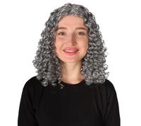HPO Women's TV Series Curly Halloween Wig | Synthetic Fiber Hair for Halloween & Costume Party | Adult Cosplay Wig for Women - Grey