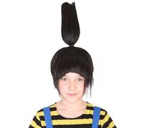 HPO Women's Updo Ponytail Wig - Little Daughter Animated Movie Style Wigs - Flame-retardant Costume, Black