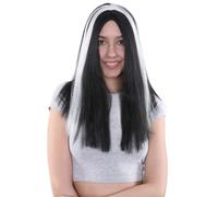 HPO Women's Vampires Black and white Straight Wig | Flame Retardant Synthetic Fiber | Synthetic Fiber Hair Ideal Choice for Halloween Party
