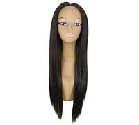 HPO Yoko Straight 30 Inch Long 360 Degree Hand-Tied Lace Front Wig, Heat Resistant Fiber, 20+ Shades of Natural & Blended Colors (#F1B/27 - Black with Golden Highlights)