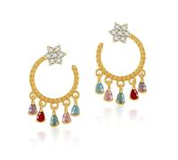 Hpoewre Gold Flower Statement Earrings for Women, Large Chunky Bohomian Summer Beach Floral Earring, Irregular Bold Exaggerated Earrings, M, Alloy Steel, No Gemstone
