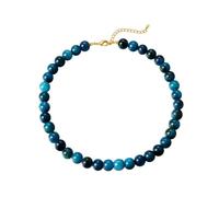 Hpoewre Simple Classic Hand Knotted Created Precious Gemstone 18Inch Necklace, 10MM Round Ball Bead Strand Choker Collarbone Western Jewelry For Women, Toggle Clasp, 18inch, Stone Sterling Silver, No