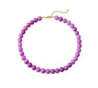 Hpoewre Simple Classic Hand Knotted Created Precious Gemstone 18Inch Necklace, 10MM Round Ball Bead Strand Choker Collarbone Western Jewelry For Women, Toggle Clasp, 18inch, Stone Sterling Silver, No