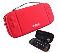 HPOMAC Switch 2 Carrying Case for Nintendo Switch 2, Slim Hard Shell Travel Case with 10 Game Slots & AirTag Pouch, Waterproof cases for Switch 2 Console & Accessories (Red)