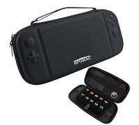 HPOMAC Switch 2 Carrying Case for Nintendo Switch 2, Slim Hard Shell Travel Case with 10 Game Slots & AirTag Pouch, Waterproof cases for Switch 2 Console & Accessories, Pure black (Semi-Hard / Black)