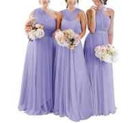 HPPEE Convertible Country Wedding Bridesmaid Dress for Juniors Chiffon Multi Ways Formal Evening Maxi Gown WYX519 Lavender UK10