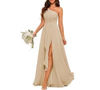 HPPEE Long Bridesmaid Dresses for Women Sleeveless Wedding Formal Gowns with Slit WYX476 Champagne UK22