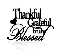 Hppybiry Thankful Grateful Blessed Wall Decor Black Metal Wall Art Thankful Grateful and Truly Blessed Sign Home Decor Entryway Living Room Decoration Signs - 12"