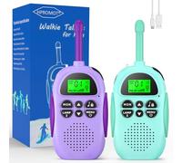 HPROMOT Rechargeable Walkie Talkie Kids 16 Channels 2 Way Radio 3 Km Long Range Walkie Talkies With LCD Flashlight Toys Gifts for 3-12 Boys Girls Indoor Outdoor Adventures Camping Hiking