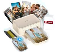 HPRT Desktop Photo Printer 10 cm x 15 cm with 20 Sheets Photo Paper & 1 Ribbon, Instant Image Printer for iPhone, Smartphone, Thermal Dye Sublimation, Wi-Fi Connection, Home, Beige