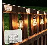 HPSOM 25 PCS Outdoor Light Hooks with Adhesive Strips, Cable Clips Sticky Hooks for Hanging Fairy Light, Waterproof Tool-Free Installation Cable Holders for Patio Garden Balcony Christmas Decor