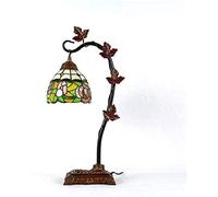 HPTHLY 1 Light Tiffany Table Lamp With Art Glass Shade 8-Inch Rose Desk Lamp Living Room Bedroom Bedside Reading