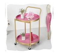 HPTHLY 2-Tier Beverage Rolling Cart With Rotating Wheels, Removable Tray, Built-In Handle - Perfect Serving Trolley For Wine, Craft Beer & Entertaining (Goldb-40X40X63Cm)