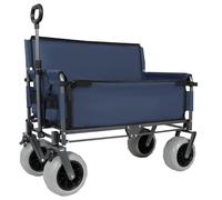 HPTHLY 3-In-1 Folding Wagon With Bench Seat - 500Lbs Capacity, Heavy-Duty Carbon Steel Frame, 180L Cargo Space - Ideal For Camping, Beach, Outdoor Events & Hauling (Dark Blue)