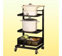 HPTHLY 3-Tier Kitchen Pot And Pan Rack - Black Standing Storage For Microwave, Corner Lid Holders, Includes 5 Boards & 2 Baskets - Space-Saving Nizer For Cookware (3X2Boardsx1Basket-Black)